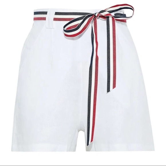 NWT Miguelina White 100% Linen Shorts Old Money Classic Style Medium M
